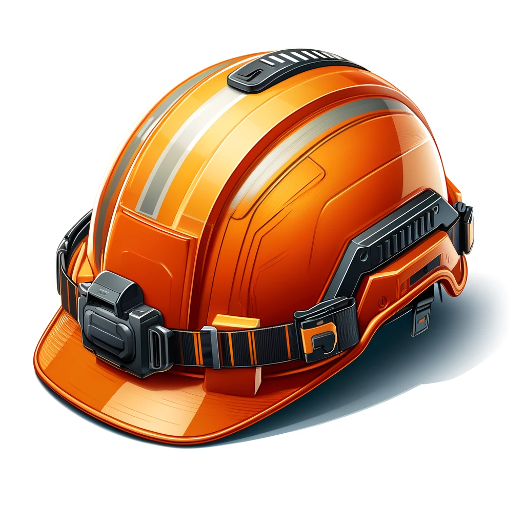 DALL·E 2024 05 12 20.20.04 A detailed illustration of a construction helmet on a white background. The helmet is designed for safety on construction sites featuring a bright or
